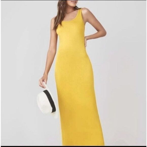 Bodycon yellow Maxi Dress sz med - Picture 1 of 4